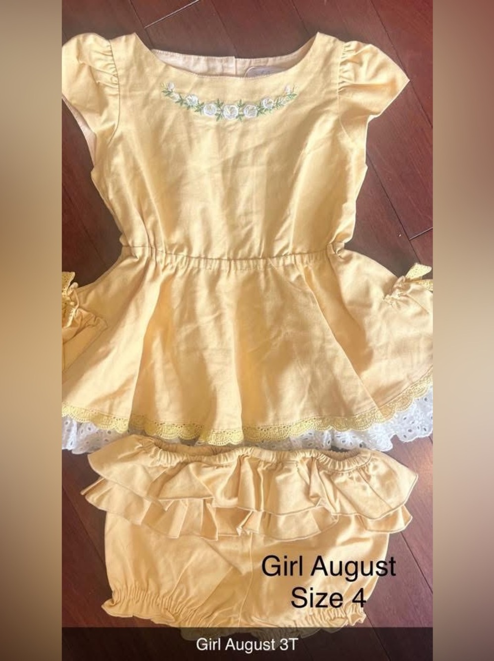 Girl August Yellow Matching Set - Size 4